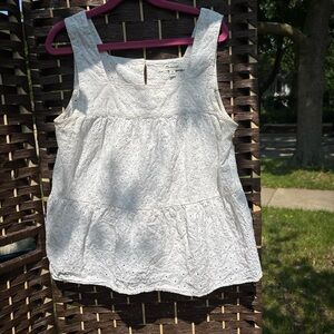 Madewell White Peplum Tank Top